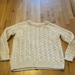Babaa Spanish Cotton No 32 Chunky Open Knit Cableknit Jumper Natural